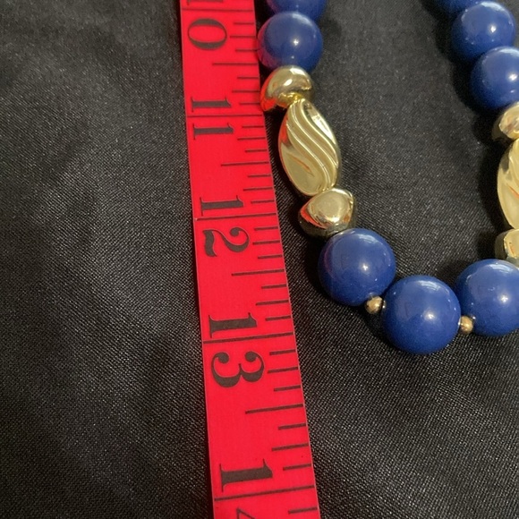 Blue and gold beaded Lucite necklace 26” - Picture 5 of 6